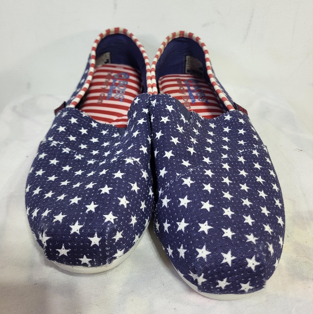 Bobs Skechers Blue and White Slippers Comfortable Slip-On Design